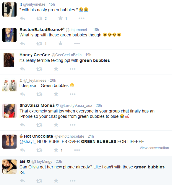 Twitter Really Hates Green Bubbles